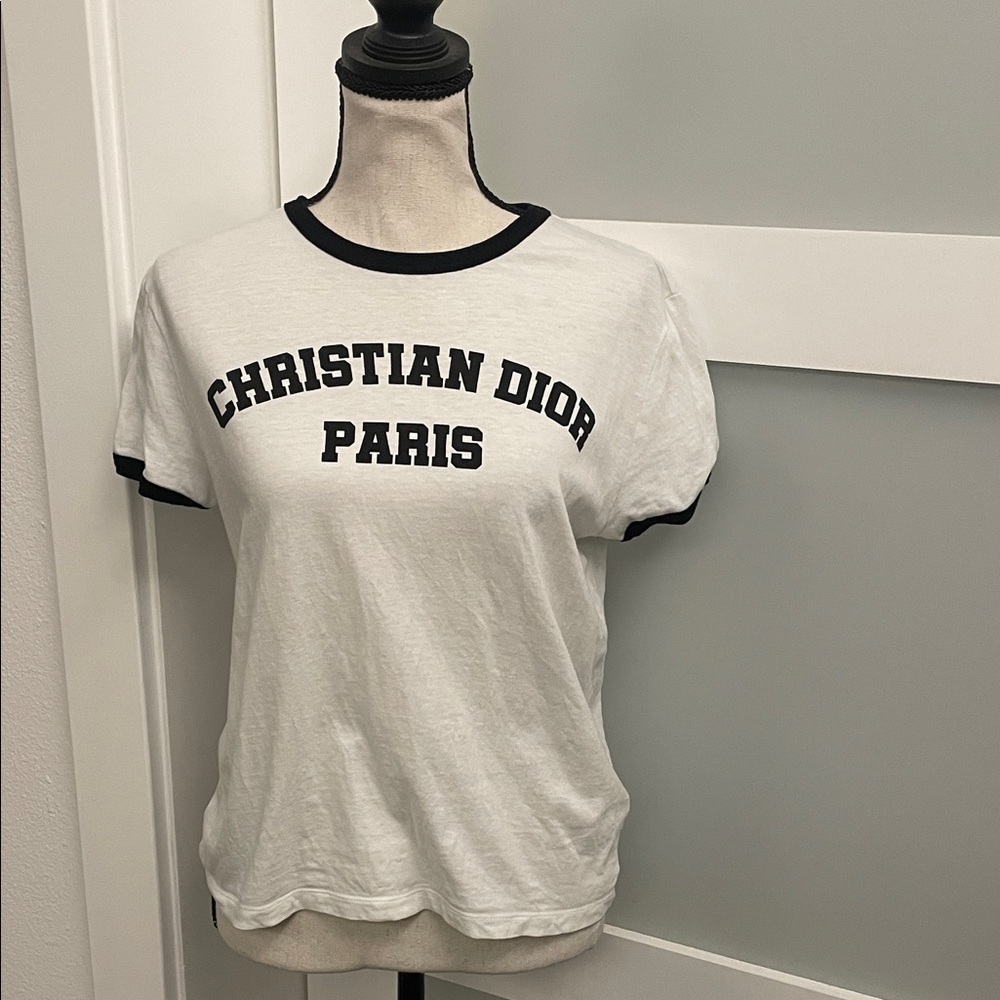 Dior White & Black Christian Dior Paris Ringer Tee